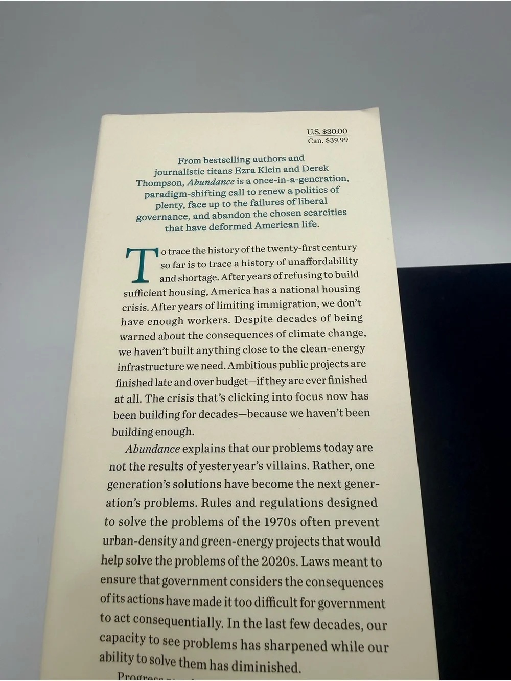 NEW Bestseller: ABUNDANCE by Ezra Kein & Derek Thompson Hardcover w/ Dust Jacket
